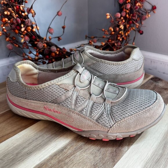 Skechers Shoes - SKECHERS Womens 22463 Slip On Casual Comfort Active Shoe Sz 9.5 Taupe Suede